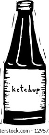 Black and white vector illustration of ketchup