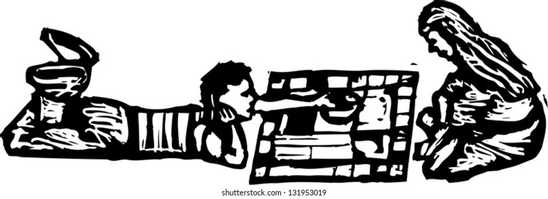 Black White Vector Illustration Moses Ten Stock Vector (Royalty Free ...