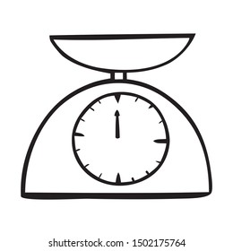 Black and white vector illustration of kitchen scale