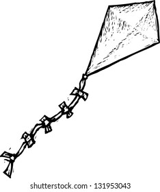 Black and white vector illustration of a kite