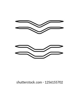 Black & white vector illustration of knitting twist needle. Line icon of crochet hook weaving tool. Isolated object on white background