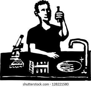  Black and white vector illustration of lab