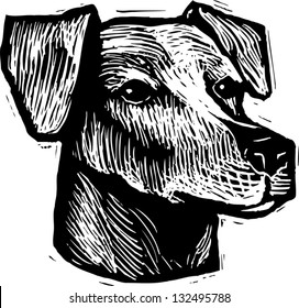 Schwarz-Weiß-Vektorgrafik eines Labrador Retriever-Hundes