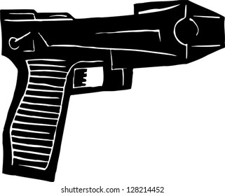 Black and white vector illustration of laser gun
