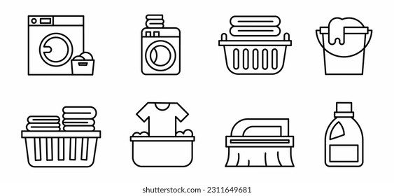Black and white vector illustration of a laundry equipment icon.