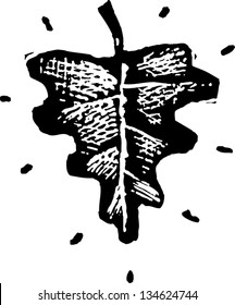 Black and white vector illustration of a leaf