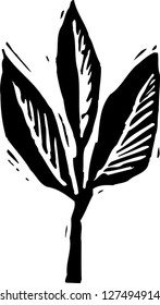 Black and white vector illustration of leaves