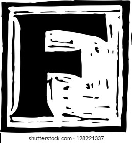 Black and white vector illustration of letter F