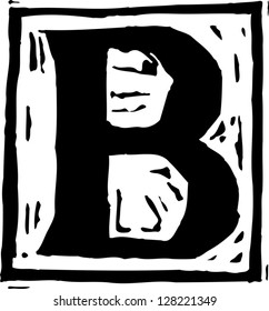 Black and white vector illustration of letter B