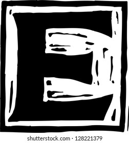 Black and white vector illustration of letter E