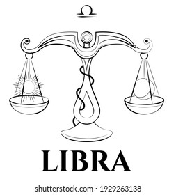 Black White Vector Illustration Libra Astrological Stock Vector ...