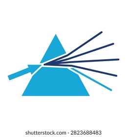 A black and white vector illustration of light refracting through a triangular glass prism