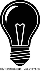 Black and white vector illustration of a lightbulb. Simple, clean design suitable for various creative projects and designs.