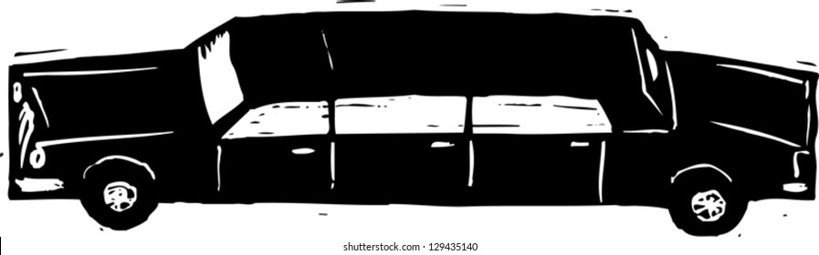 Black and white vector illustration of a limo