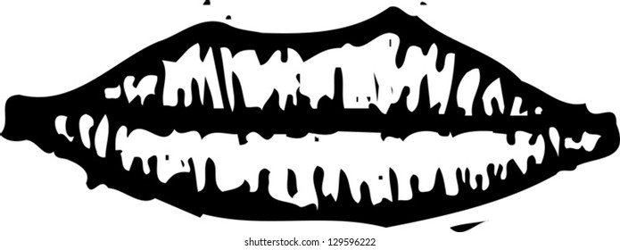 Black and white vector illustration of lips
