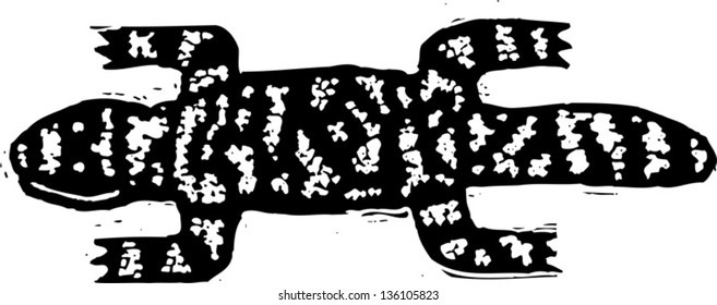 Black and white vector illustration of a lizard