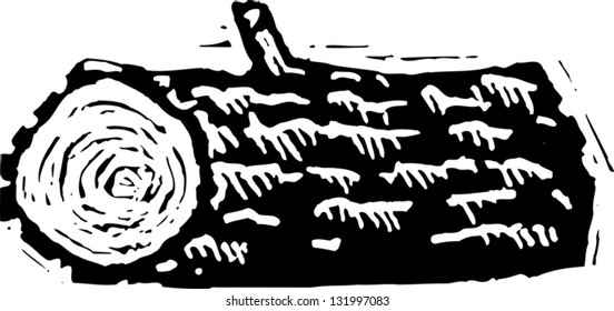 Black and white vector illustration of a log