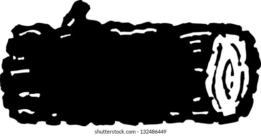 Black and white vector illustration of a log