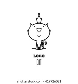 Black and white vector illustration. Logo cat.