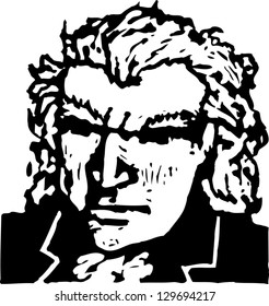 Black and white vector illustration of Ludwig van Beethoven