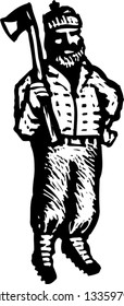 Black and white vector illustration of a lumberjack