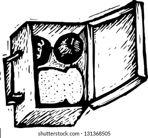 Black and white vector illustration of a lunch box