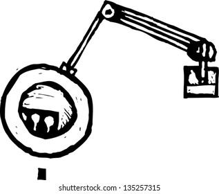 Black and white vector illustration of a Magnifier