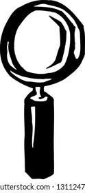 Black and white vector illustration of magnifying glass