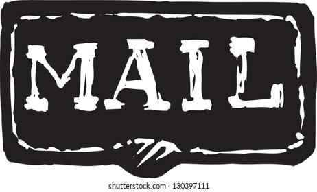 Black and white vector illustration of mail-slot