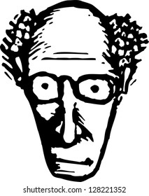 Black and white vector illustration of a male teacher