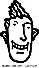 Black and white vector illustration of a male head