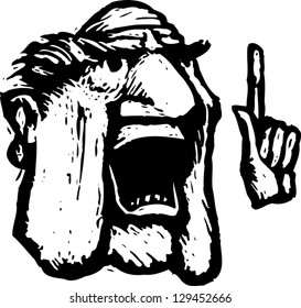Black and white vector illustration of a man speaking