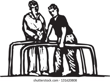 Black and white vector illustration of man getting physical therapy