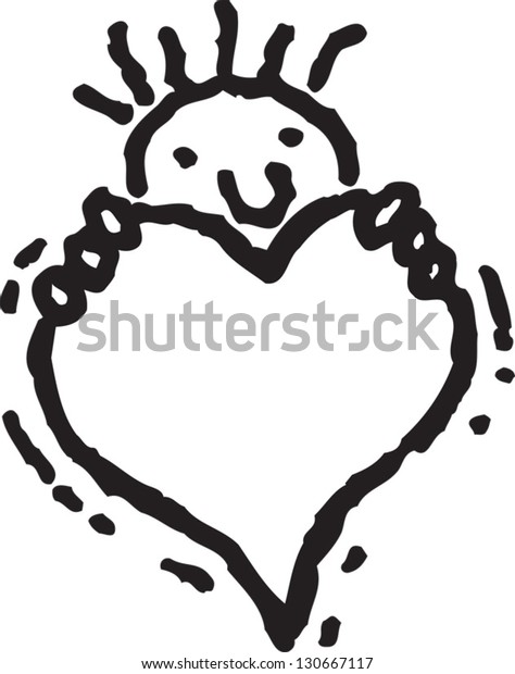 Black White Vector Illustration Man Heart Stock Vector (Royalty Free ...