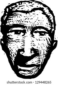 Black and white vector illustration of a man's face