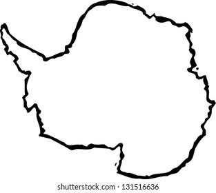 Black White Vector Illustration Map Antarctica Stock Vector (Royalty ...