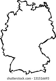 Black and white vector illustration of map of Germany