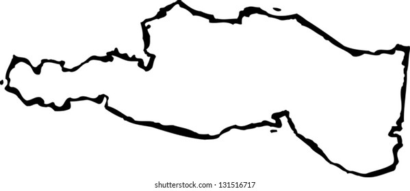 Black and white vector illustration of map of Austria