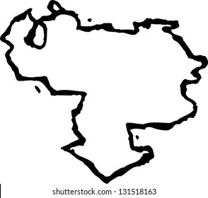Black and white vector illustration of map of Venezuela