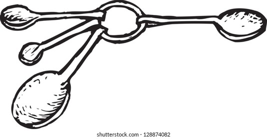 Black and white vector illustration of measure spoons