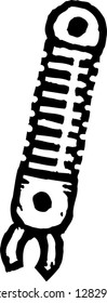 Black and white vector illustration of a mechanical arm