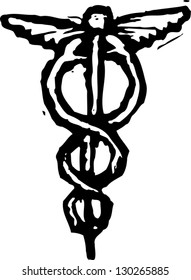 Black and white vector illustration of the medical symbol