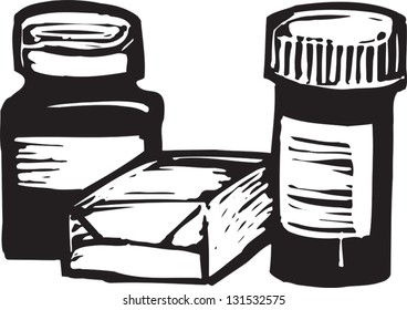 Black and white vector illustration of medicine