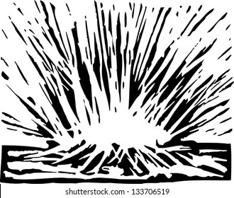 Black And White Vector Illustration Of Meteor Impact