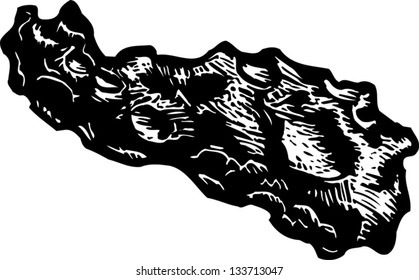 Black and white vector illustration of meteorite