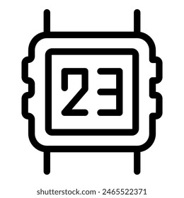 Ilustración vectorial en blanco y negro de un microchip con el número 23 en el centro