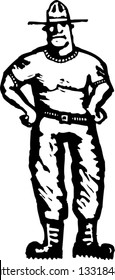 Black and white vector illustration of military drill instructor