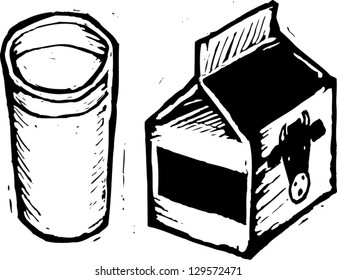 Black and white vector illustration of milk