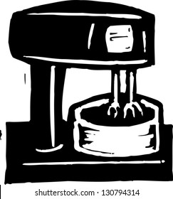 Black and white vector illustration of a mixer