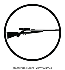 Black and White Vector Illustration of a Modern Assault Rifle – Classic AK-47 Design with Curved Magazine, Tactical Features, and Military-Style Aesthetics, Ideal for Defense, Security